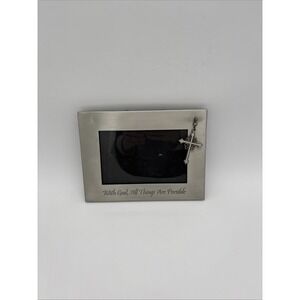 Felco 4 X 6 Silver Picture Frame Religious  With God All Things Are Possible